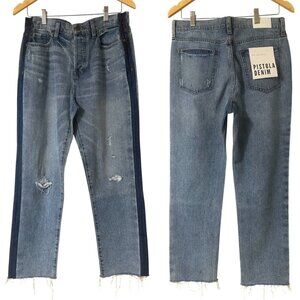 New Pistola Charlie High Rise Straight Leg Distressed Ankle Jeans Size 29